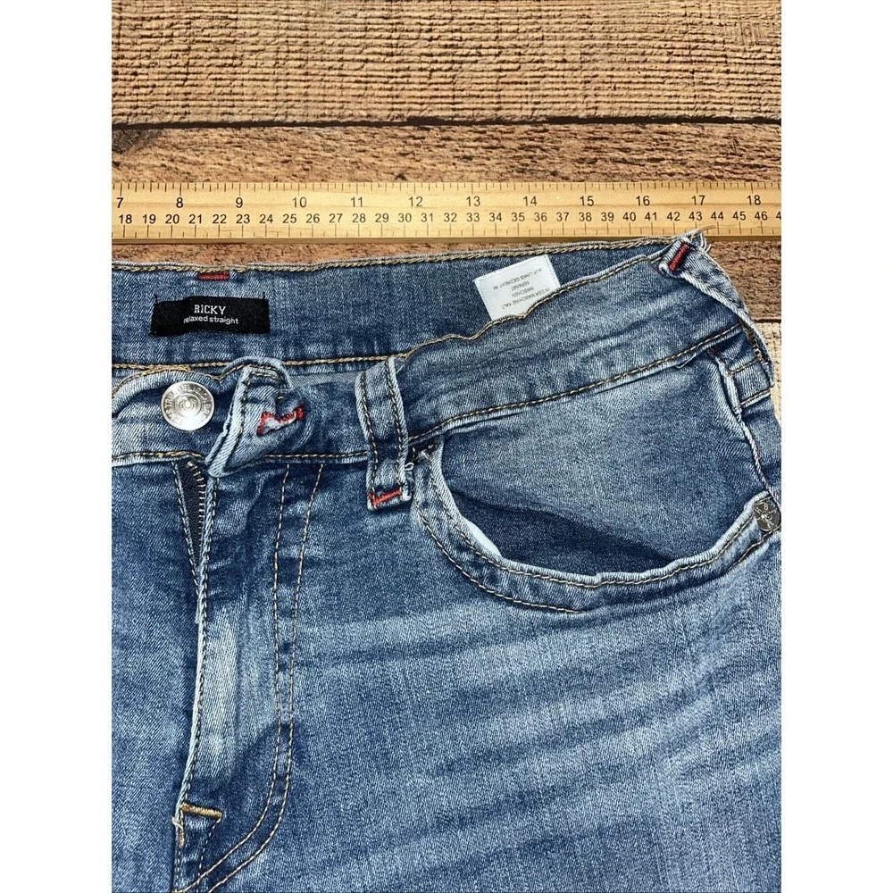 True Religion Ricky Relaxed Straight Jeans Stretch Denim Size 36 (2728)